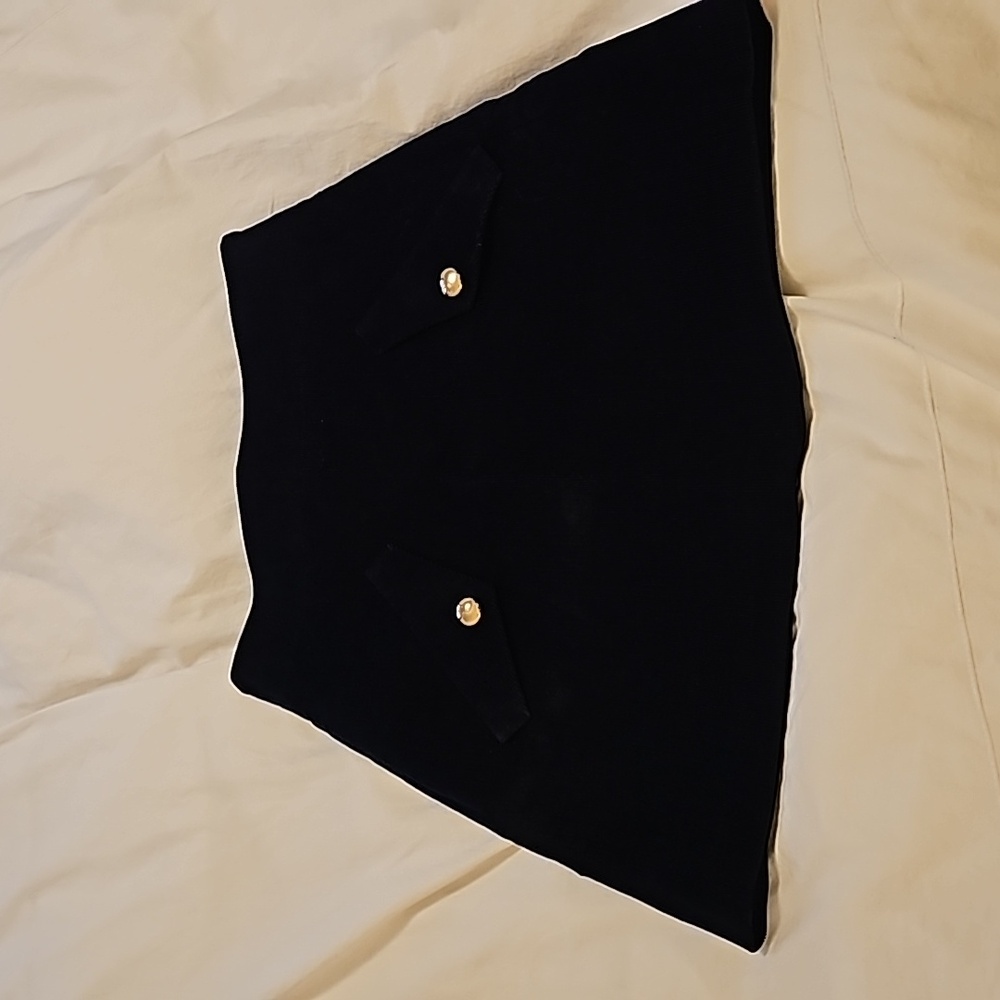 Maje Navy Corduroy A line mini skirt